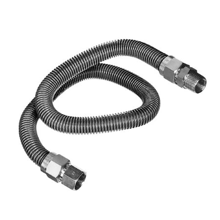 Flextron Gas Line Hose 1/2'' O.D. x 60'' Length 3/8" FIP x MIP Fittings, Stainless Steel Flexible Connector FTGC-SS38-60I